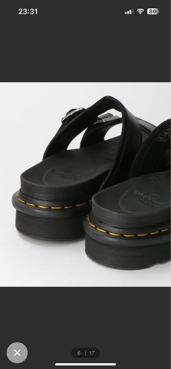 ドクターマーチン Dr.Martens MYLES マイルス 厚底スライドサンダル BLACK ブラック　レザー　UK3 22㎝