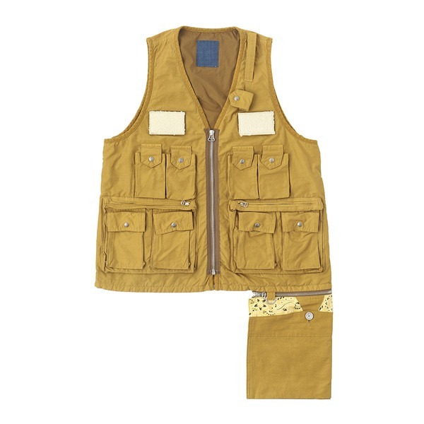 Indigo Camping Trailer PILAR FISHERMAN VEST MUSTARD 3 I.C.T. フィッシャーマンベスト VISVIM ビズビム 2021 古布 ビンテージバンダナ_画像1