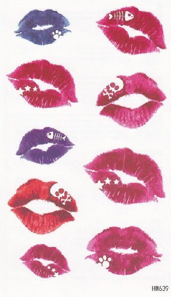 タトゥーシール 唇 Kiss キスマーク 17x10cm　ハロウィン　仮装 コスプレ HM639_画像1