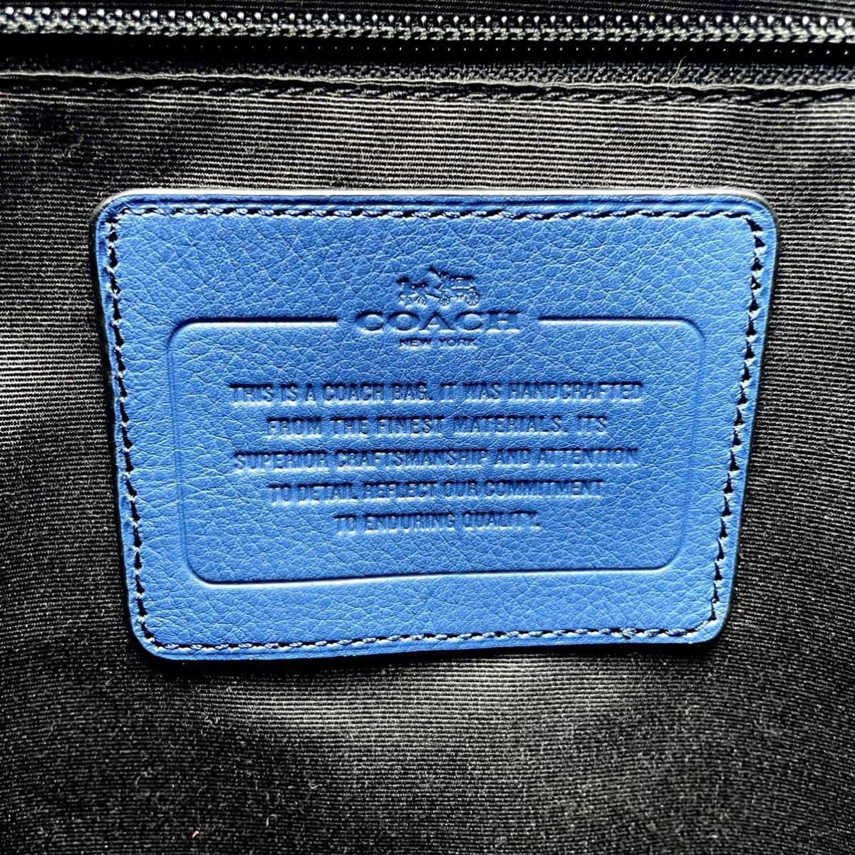 1円 【美品・定価10万】COACH コーチ トートバッグ ビジネス ショルダーバッグ 2way 大容量 ブルー メンズ レディース_画像10