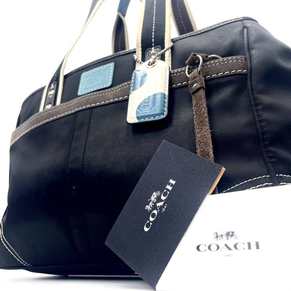 1円 【美品・定価8万】COACH コーチ トートバッグ ビジネス ショルダーバッグ ナイロン大容量 ブラック メンズ レディース_画像1