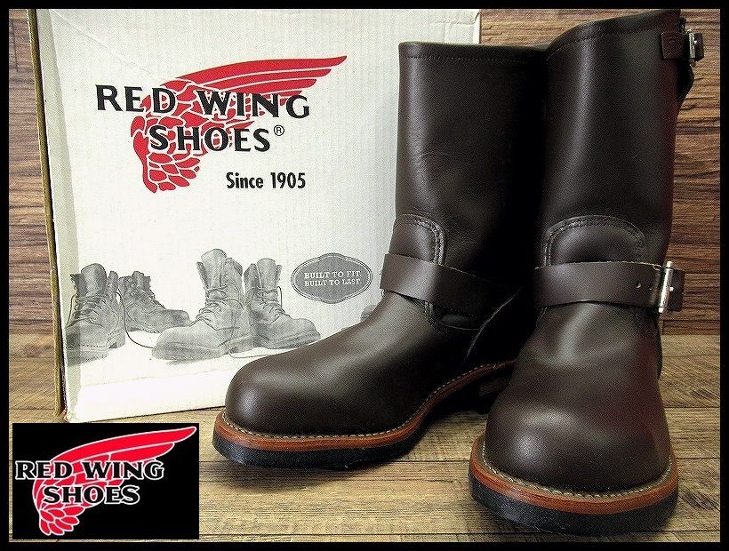  free postage new goods long-term storage dead records out of production limitation RED WING Red Wing 09 year made 2967 steel tu leather engineer Work boots CHOCO 26.5 ①