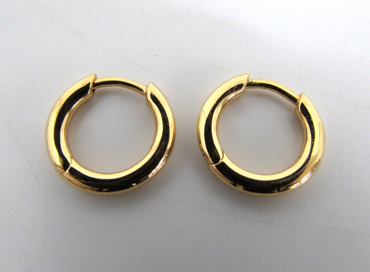 美品 TOMWOOD トムウッド フープ ピアス Classic Hoop Small Gold SILVER 925刻印 金メッキ シルバー アクセサリー ゴールドカラー 保存袋の画像4