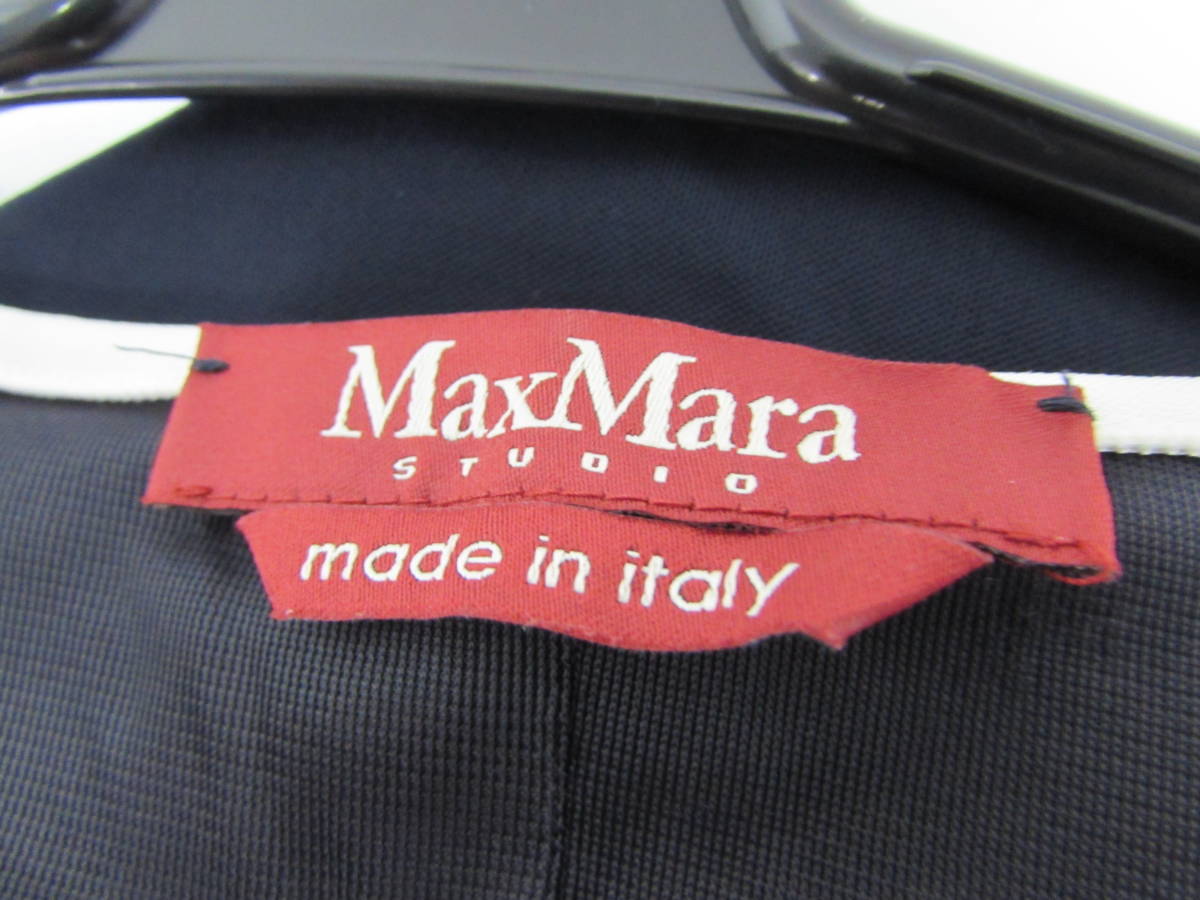 Max Mara Studio マックスマーラ ステュディオ ワンピース 七分袖 レーヨン ネイビー系 Sサイズ イタリア製_画像6