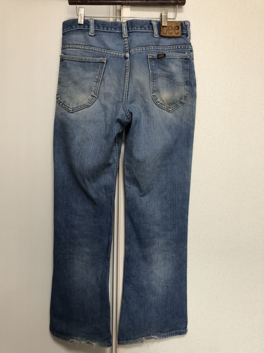 70sヴィンテージ MADE IN USAアメリカ製リーLee200デニムパンツブーツカットtalon42実測W81cmL77cmユニオンチケット鬼ヒゲ_画像7