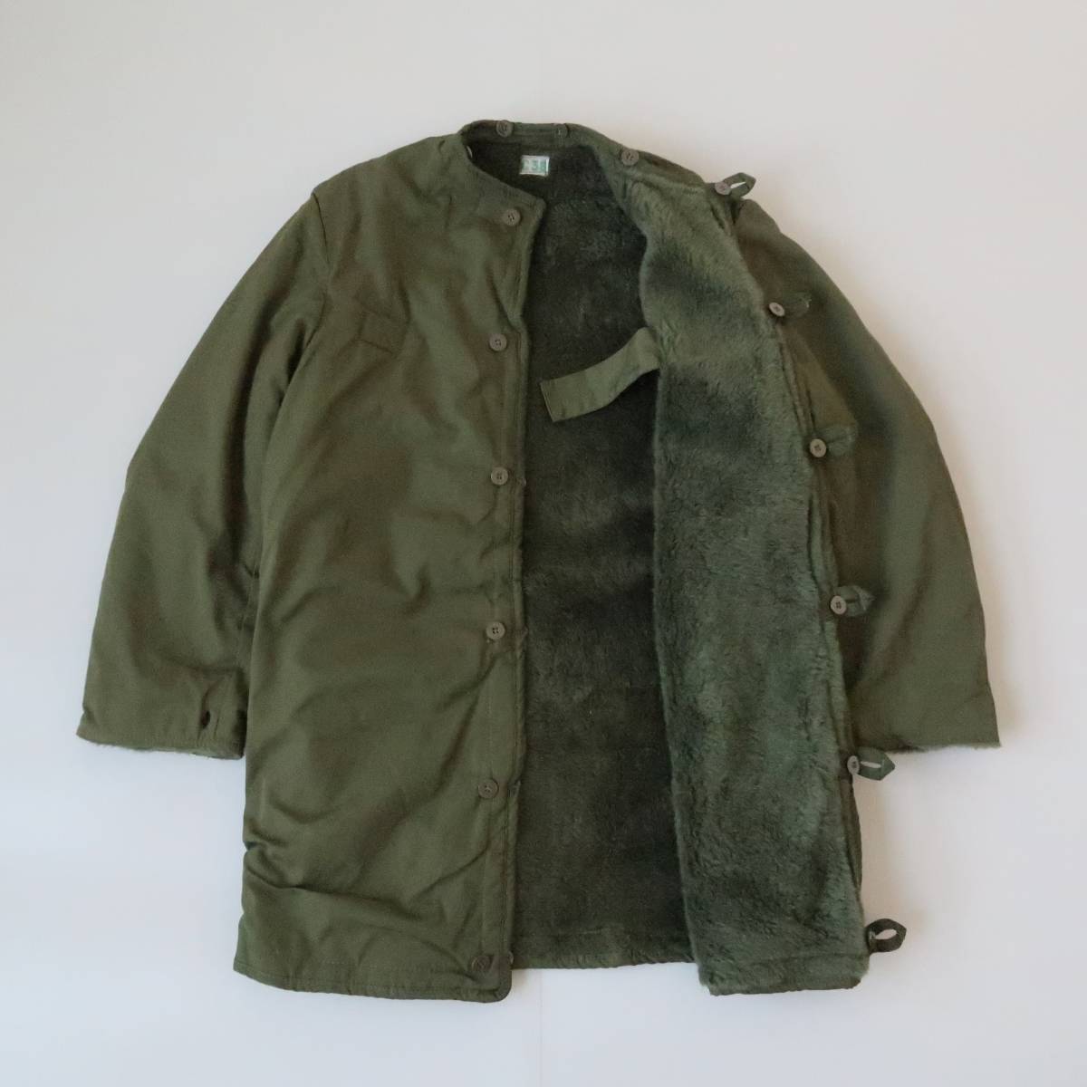  меньше размер [DEADSTOCK 70\'s Швеция армия M-59 over пальто для двусторонний подкладка C38] Vintage искусственный мех Mod's Coat XS