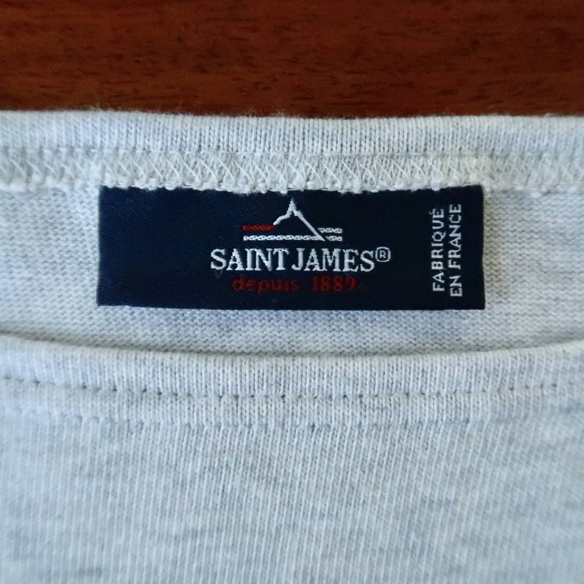 使用感少なめの美品【SAINT JAMES ウェッソン アッシュグレーソリッド バスクシャツ 表記１/XS フランス製】無地霜降りペールグレー