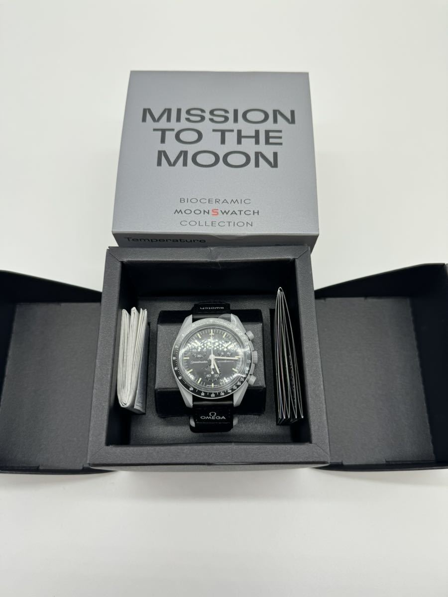 新品未使用オメガ×スウォッチ ミッショントゥザムーン クオーツ ブラック 文字盤 3針式 メンズ 腕時計Mission to moon Swatch OMEGA