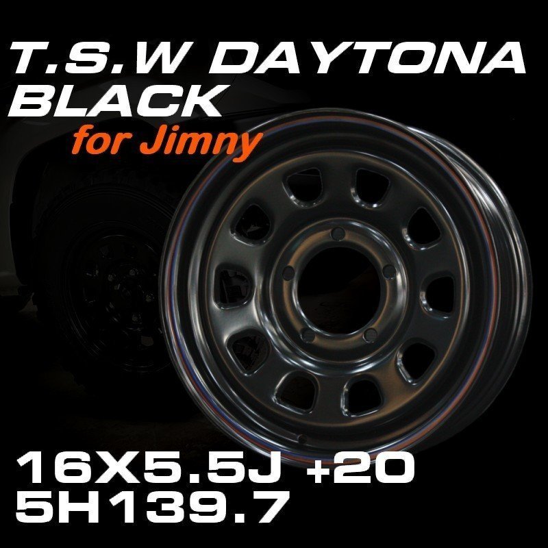 ▼ T's Factory ジムニー TSW DAYTONA デイトナ ブラック 16X5.5J +20 5穴 スチール ホイール 4本セット スズキ jimny [JB64 / JB23]_画像2