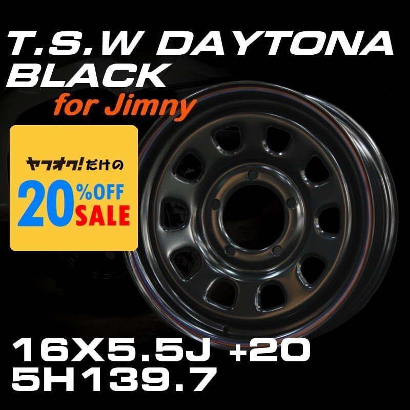 ▼ T's Factory ジムニー TSW DAYTONA デイトナ ブラック 16X5.5J +20 5穴 スチール ホイール 4本セット スズキ jimny [JB64 / JB23]_画像1