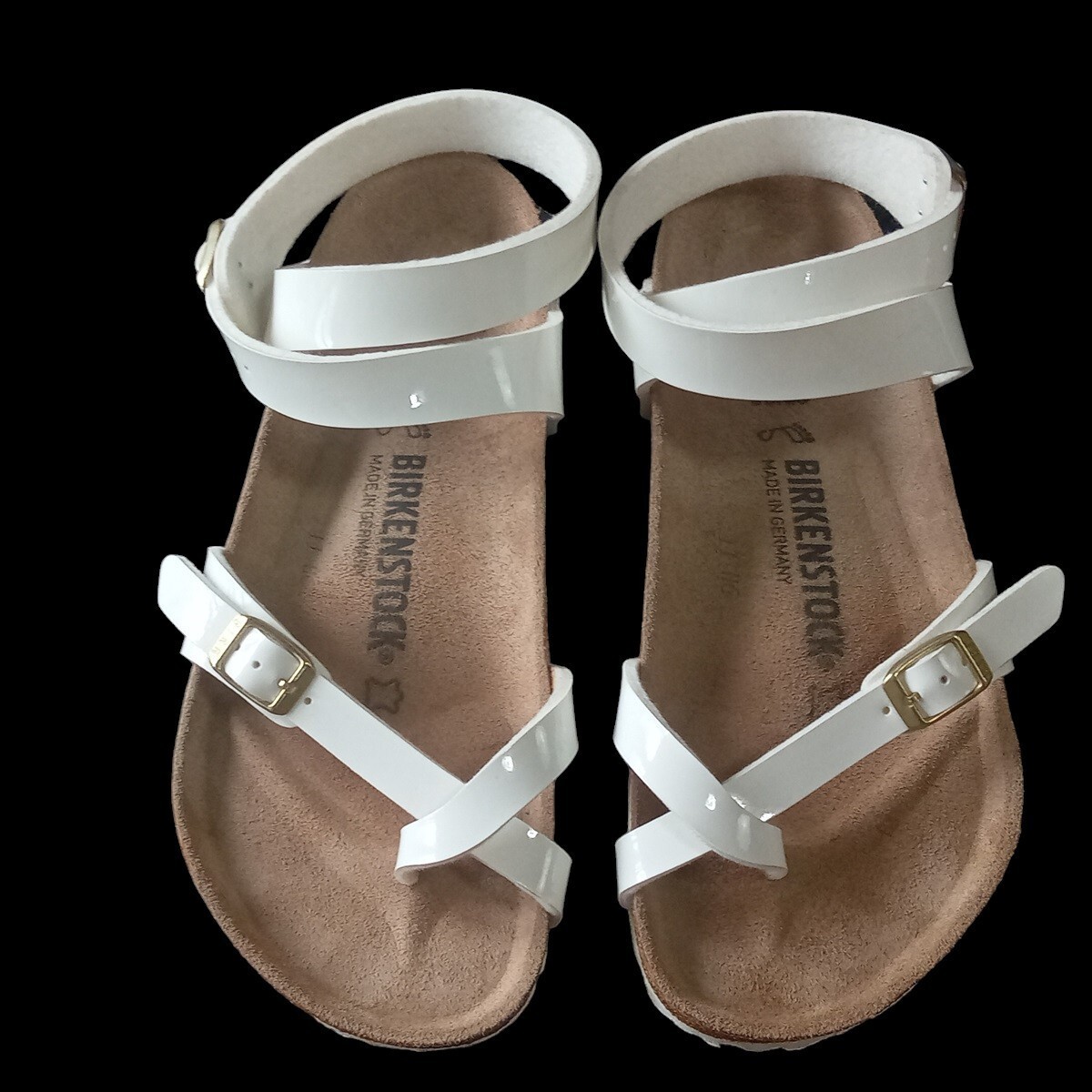 即決★美品 BIRKENSTOCK ビルケンシュトック アンクルストラップ サンダル 38 24.5cm 白/ホワイト【送料無料】_画像3