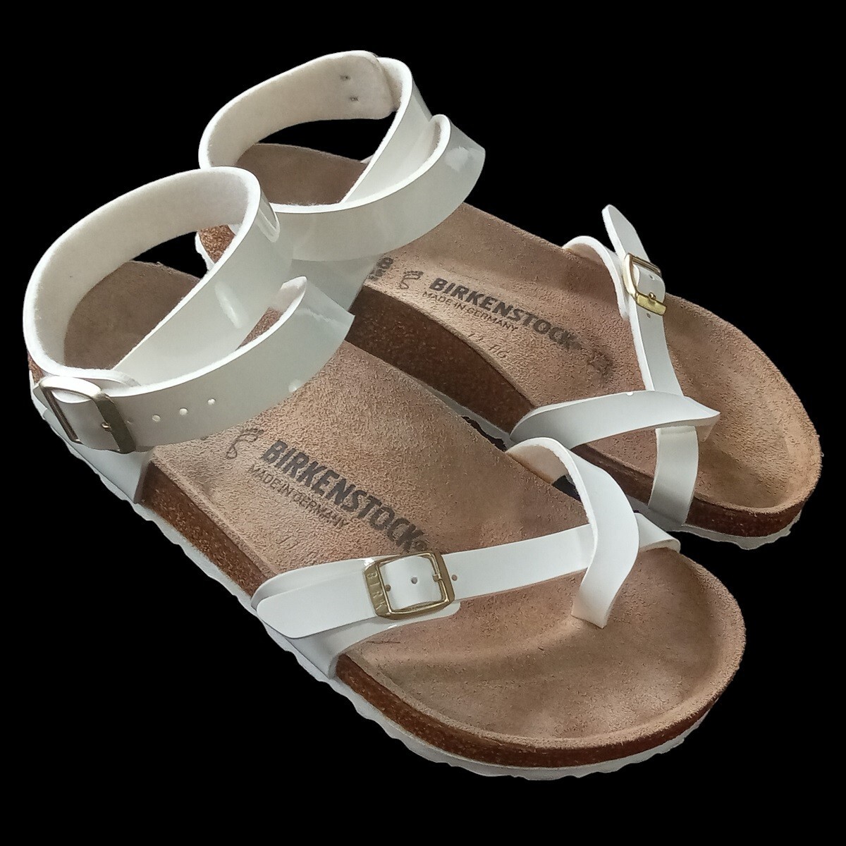 即決★美品 BIRKENSTOCK ビルケンシュトック アンクルストラップ サンダル 38 24.5cm 白/ホワイト【送料無料】_画像2