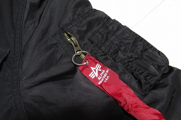 z11571:ALPHA INDUSTRIES(アルファインダストリーズ)M-65＆MA-1 デザインミリタリージャケット/黒/M/民生品_画像9