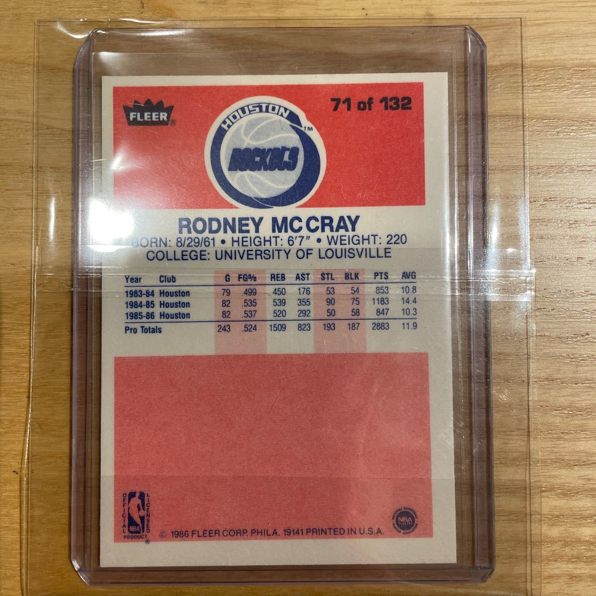 1986-87 fleer rodney mccray NBAカード_画像5