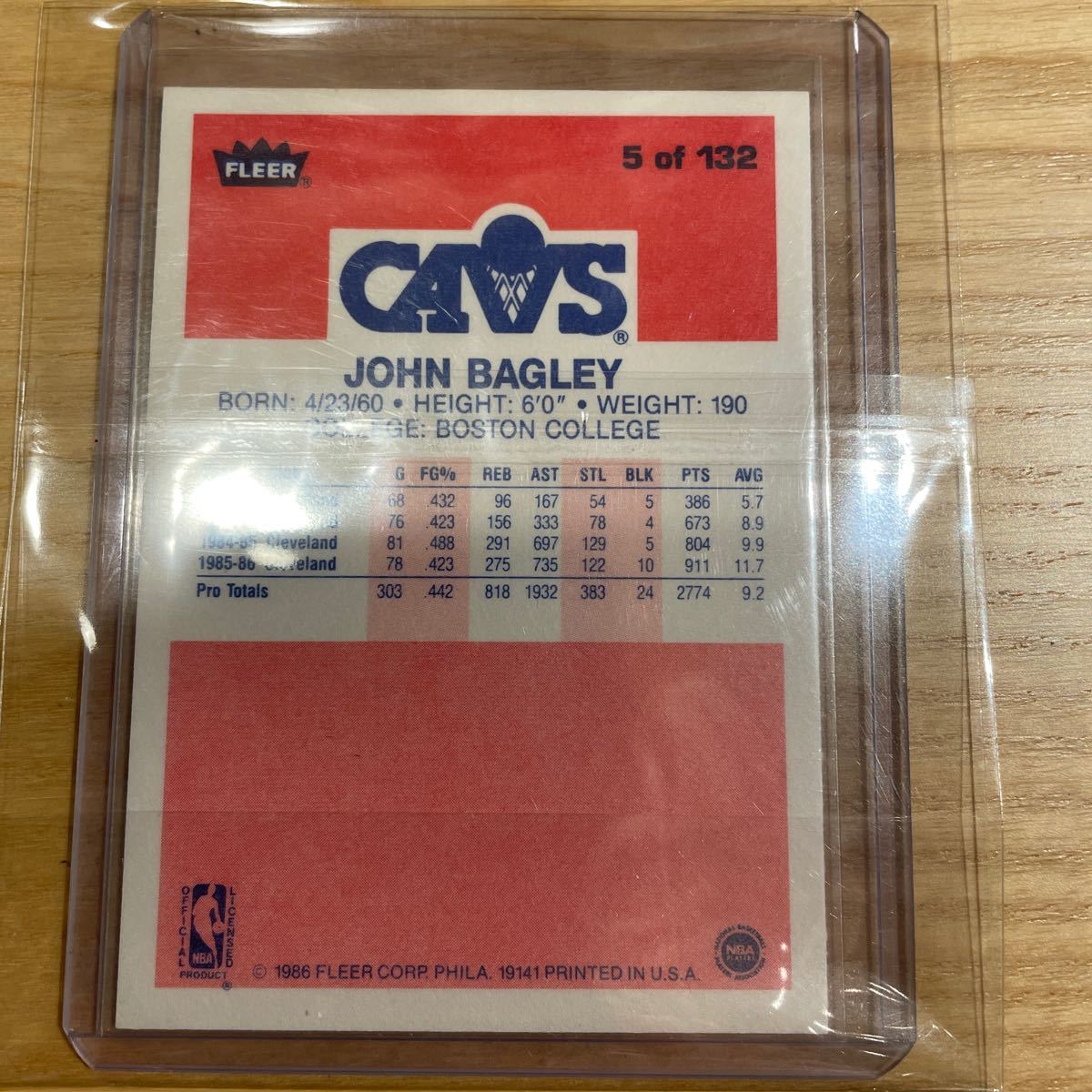1986-87 fleer john bagley NBAカード_画像4