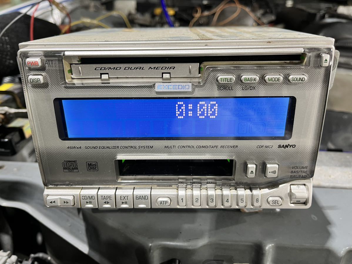 SANYO サンヨー EXCEDIO エクセディオ CDF-MC2 CD MD カセット FM/AM 2DIN オーディオ デッキ 通電確認済c33_画像2