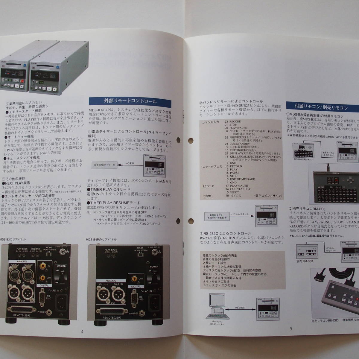 【カタログ】「SONY 業務用ミニディスクシステム MDS-B3 / MDS-B4P カタログ」(1995年10月)　業務用MDレコーダー/プレーヤー カタログ_画像3