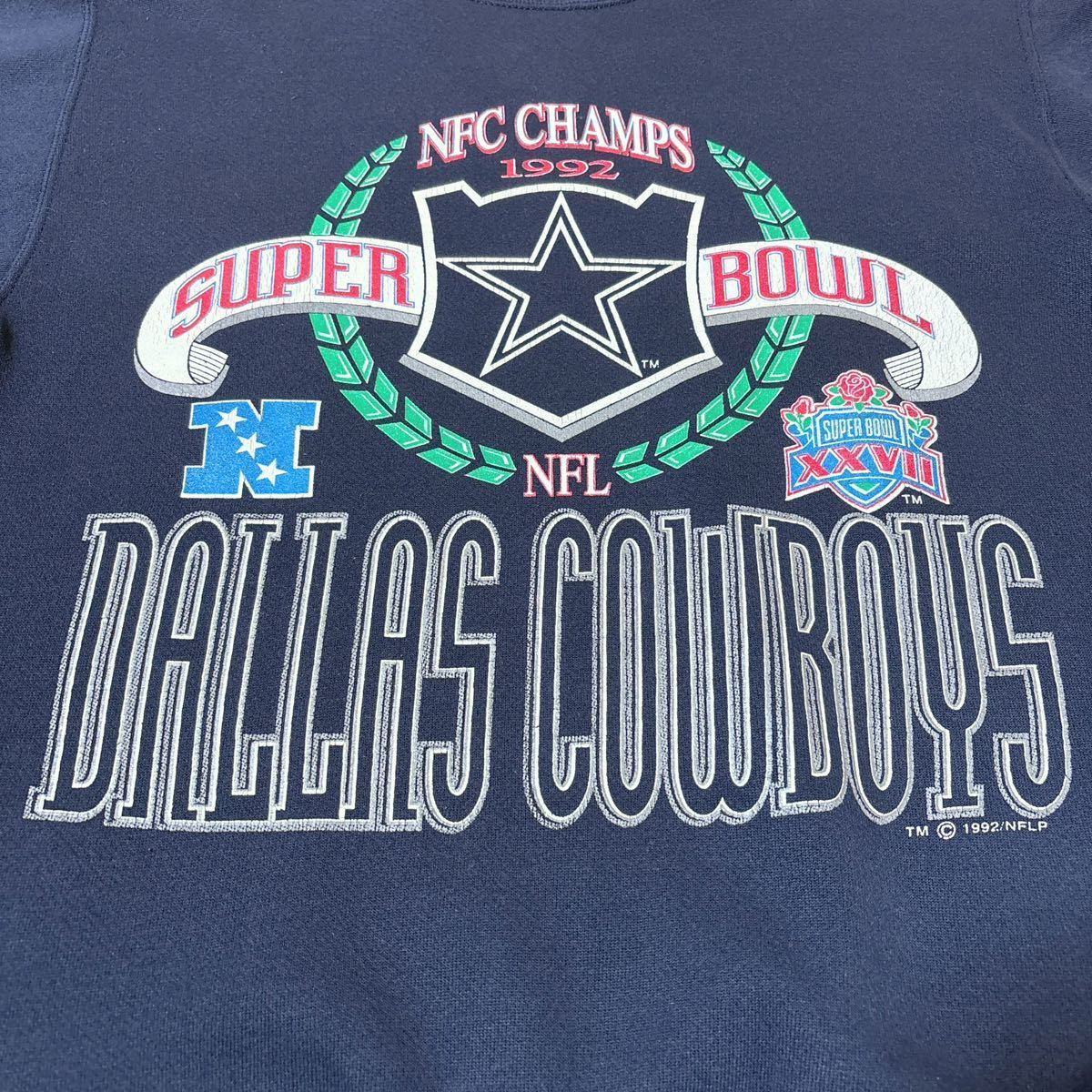 90s LOGO7 NFL Dallas Cowboys ダラス・カウボーイズ プリント スウェット トレーナー M USA古着 アメリカ古着_画像5