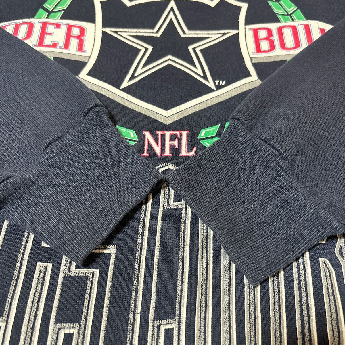 90s LOGO7 NFL Dallas Cowboys ダラス・カウボーイズ プリント スウェット トレーナー M USA古着 アメリカ古着_画像7