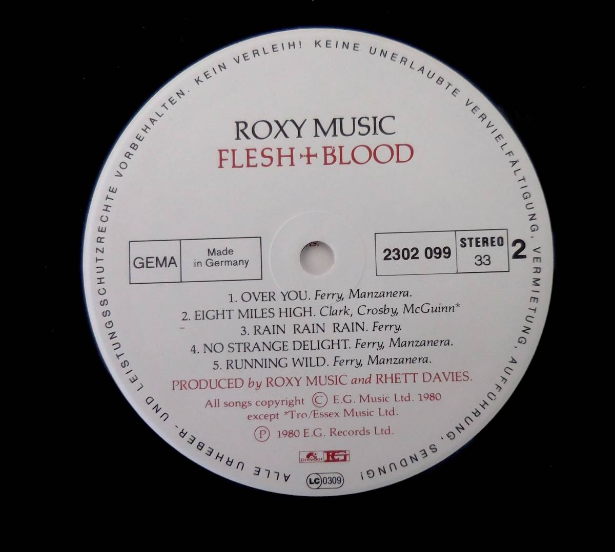 ロキシー・ミュージック ROXY MUSIC／FLESH + BLOOD　西独オリジナル盤 A1B2 良音盤！　80年ツアー・フライヤー付き_画像9