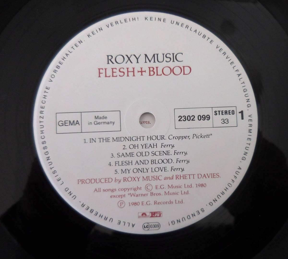 ロキシー・ミュージック ROXY MUSIC／FLESH + BLOOD　西独オリジナル盤 A1B2 良音盤！　80年ツアー・フライヤー付き_画像7