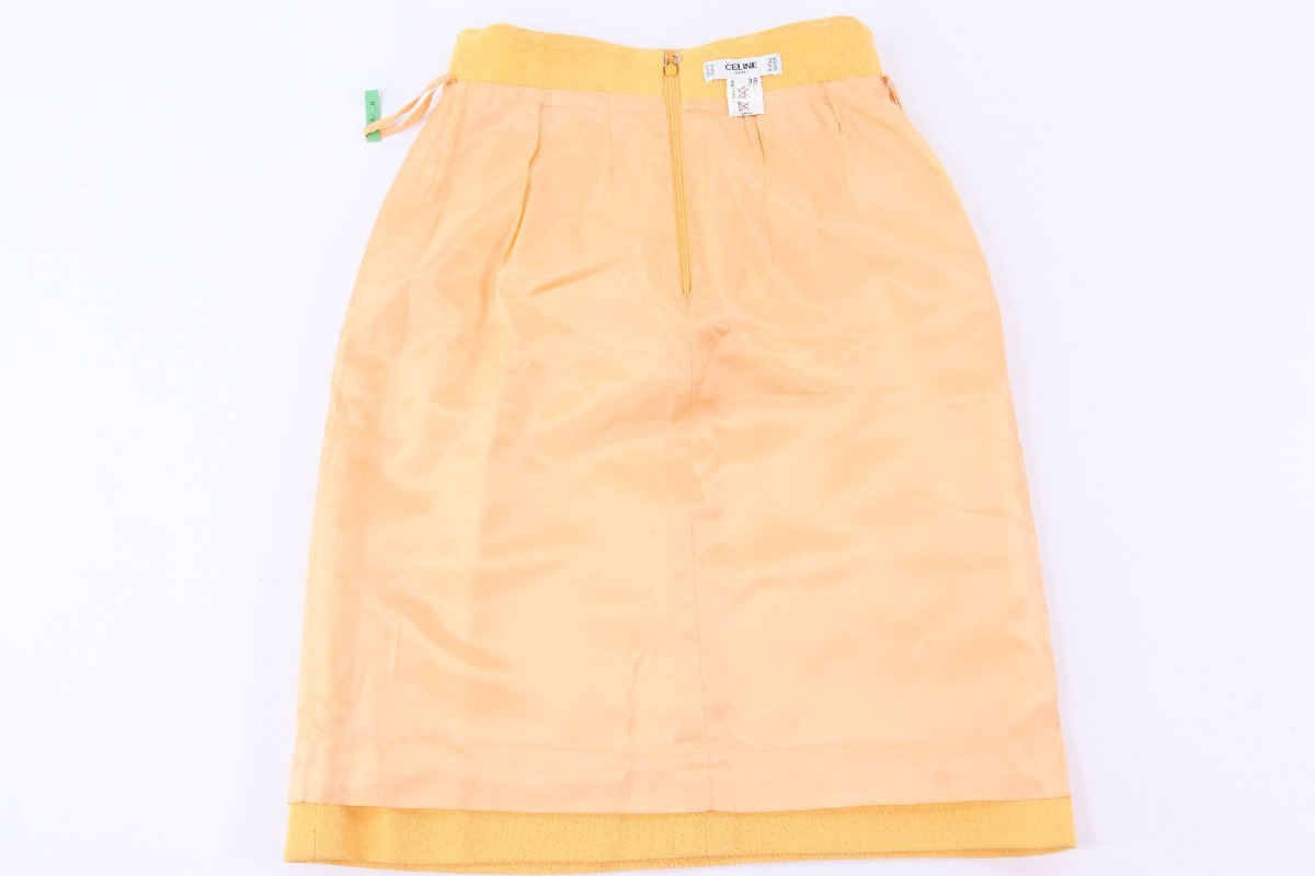 CELINE セリーヌ セットアップ ジャケット スカート 100％LAINE WOOL 肌色 オレンジ系 サイズ38 2点 フォーマル レディース 2024-NA_画像7
