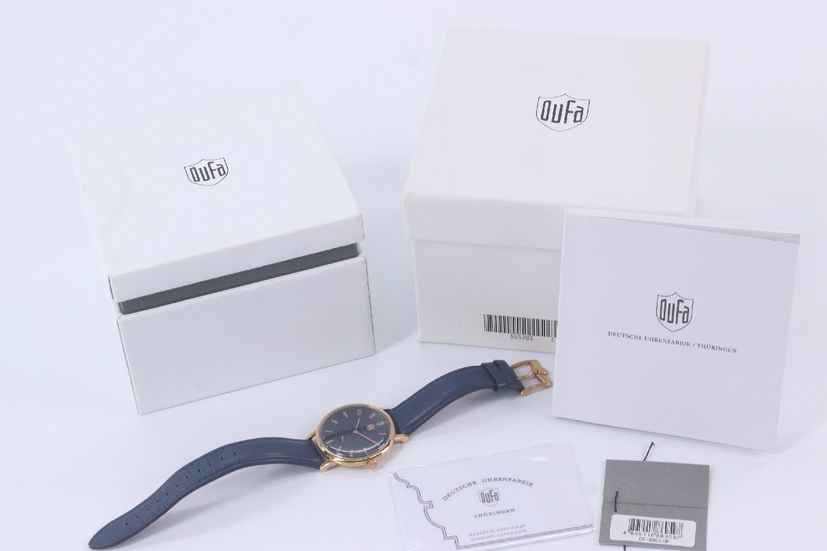 DUFA ドゥッファ DF-9001 スモセコ クォーツ 腕時計 箱付 ネイビー 2411-N_画像1