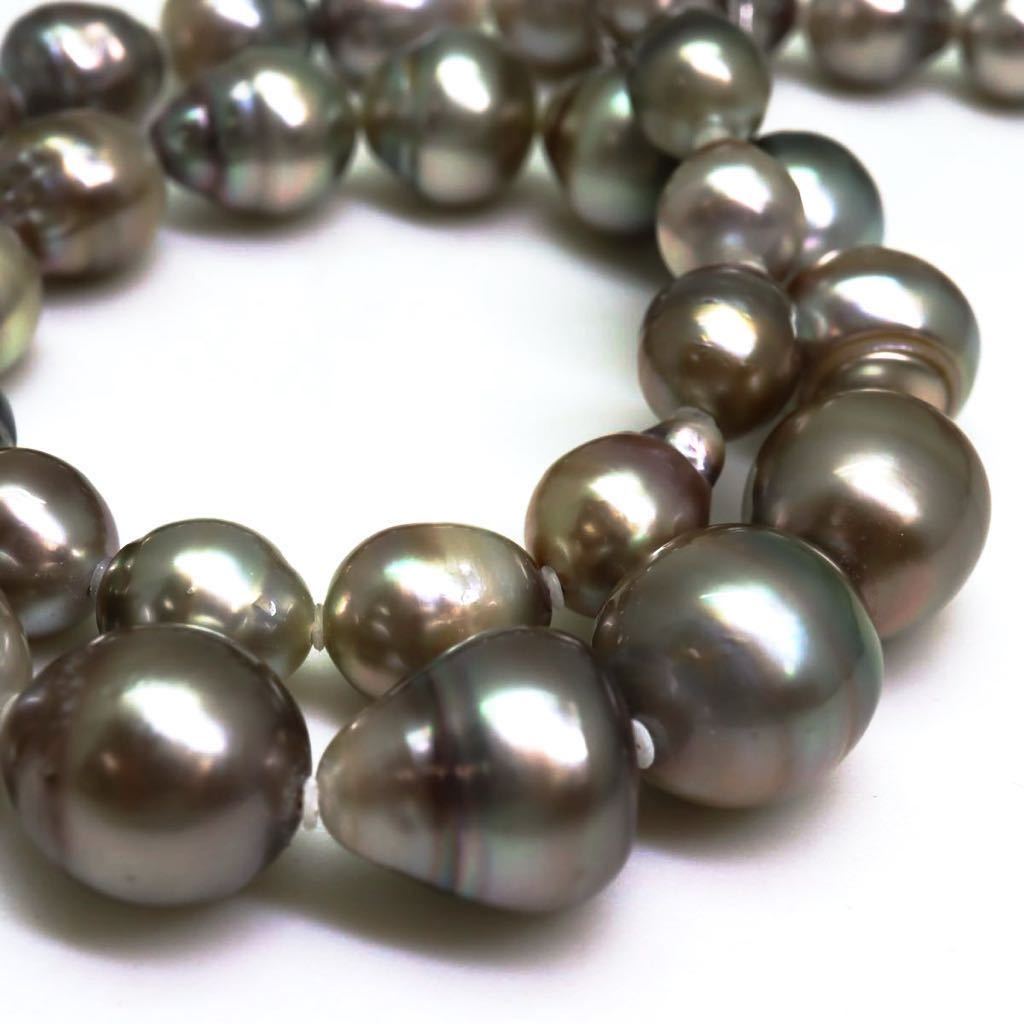 ＊南洋黒蝶真珠ネックレス・K14WG淡水パールピアス＊f 約69.3g 約8.0~12.0mm pearl jewelry necklace accessory silver EA2/ED2_画像4