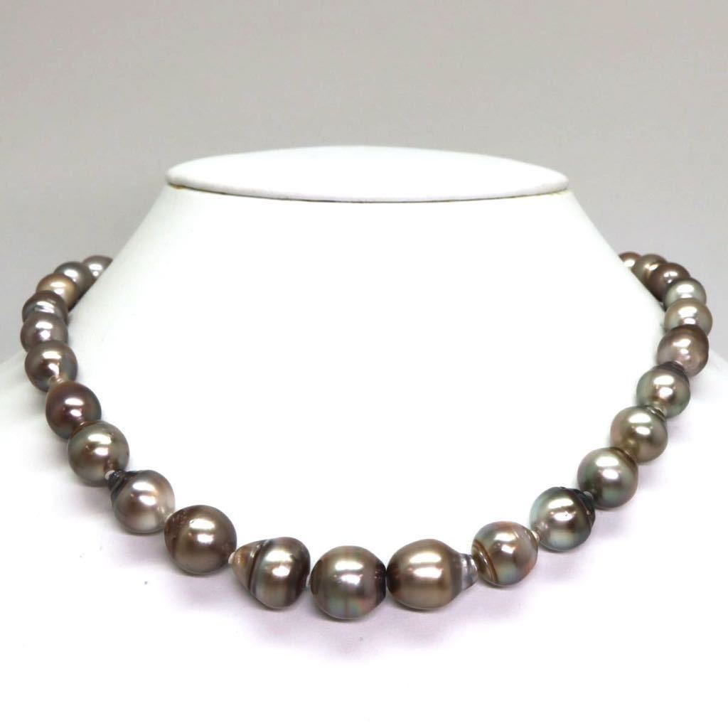＊南洋黒蝶真珠ネックレス・K14WG淡水パールピアス＊f 約69.3g 約8.0~12.0mm pearl jewelry necklace accessory silver EA2/ED2_画像2