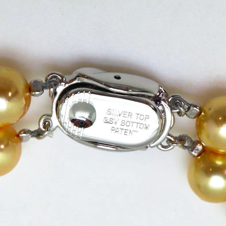 ＊アコヤ本真珠2連ネックレス＊f 約66.7g 約39.0cm 約7.5~8.0mm ゴールドカラー あこや pearl necklace accessory jewelry silver DH0/EA5_画像6