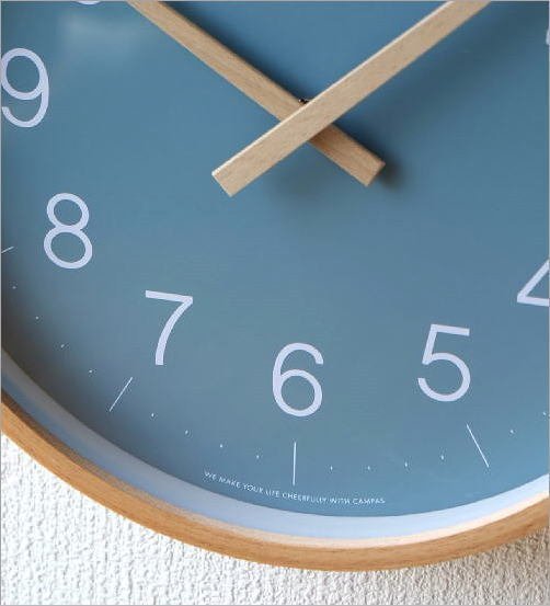 壁掛け時計 壁掛時計 掛け時計 掛時計 おしゃれ かわいい 木製 静音 キャンバスウォールクロック BL 送料無料(一部地域除く) cle2710_すっきり見やすいフォントの文字盤です