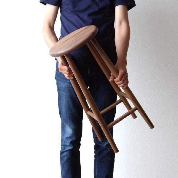 スツール 木製 丸椅子 おしゃれ 無垢 天然木 キッチンスツール 高さ60cm カウンターチェア ナチュラルウッドのハイスツール ウォールナット