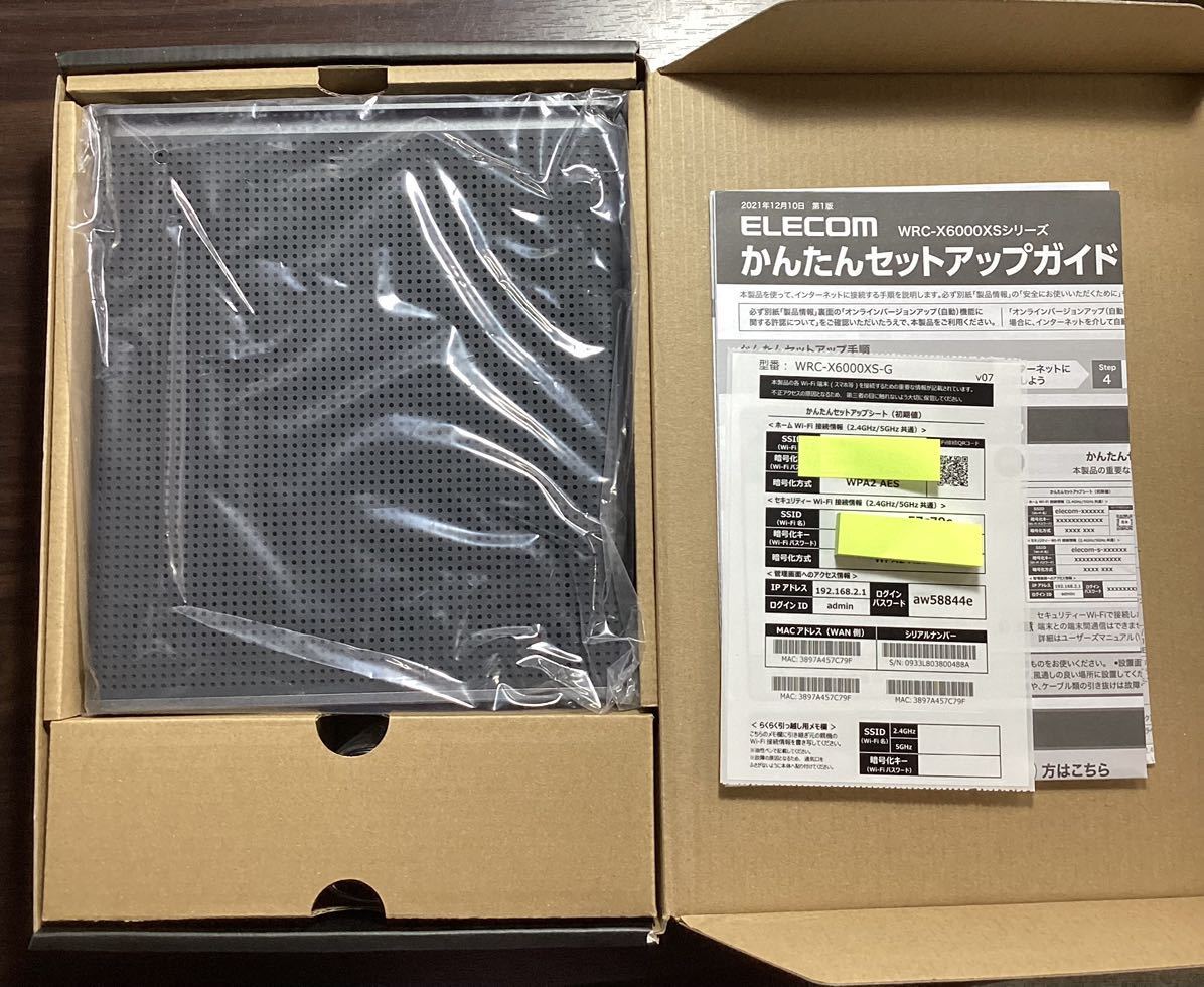 Wi-Fi 6(11ax) 4804+1147Mbps Wi-Fi 10ギガビットルーターWRC-X6000XS-G/中古/動作済み_画像2