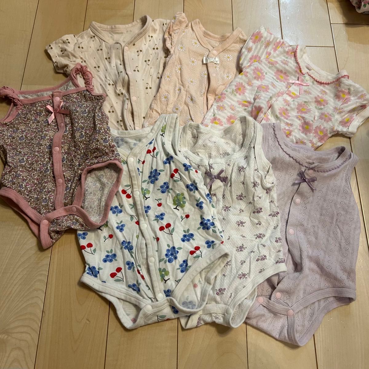 ロンパース  肌着　7枚セット　綿　前ボタン　ノースリ　半袖　60 ベビー服 ベビー