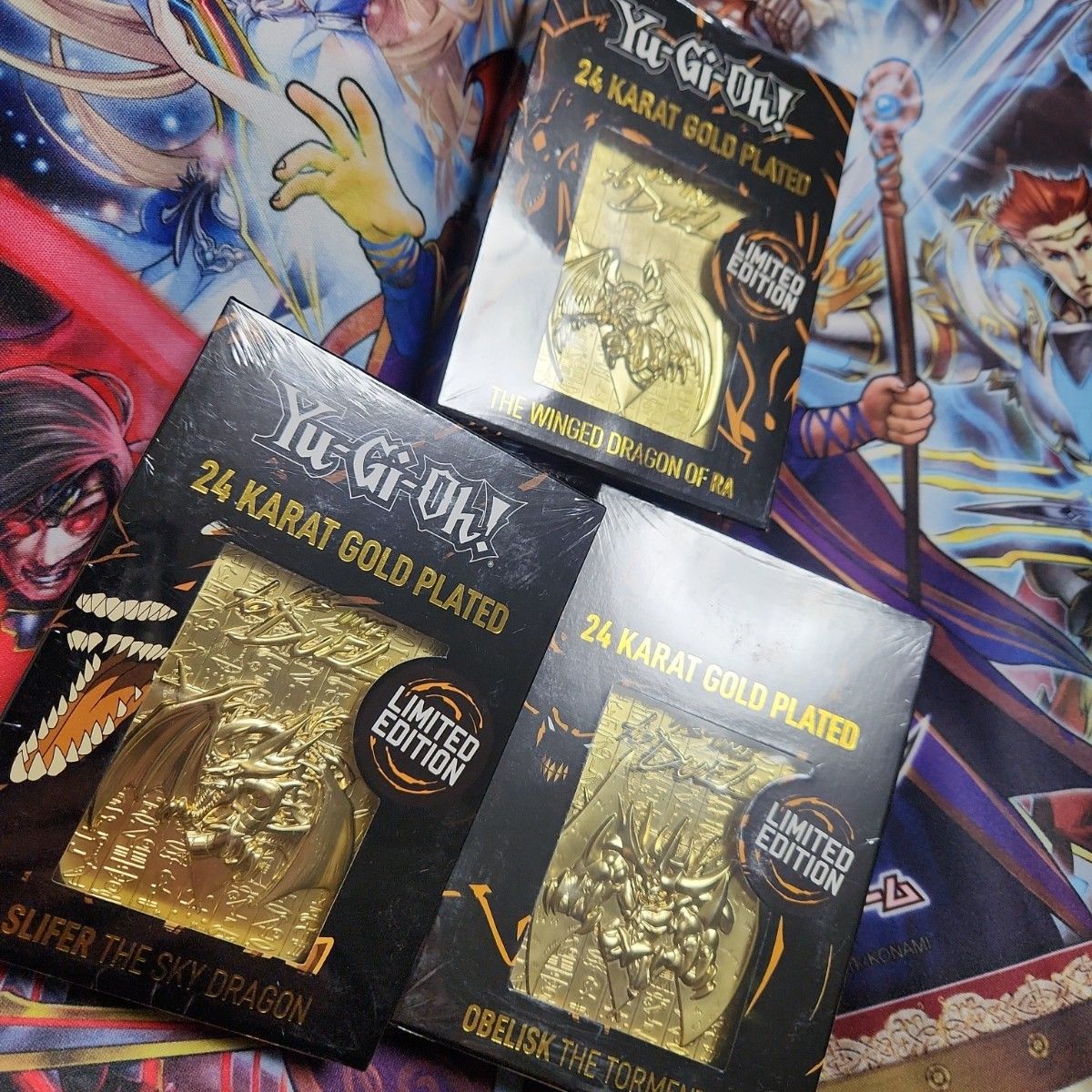 遊戯王　三幻神　24k ゴールド　プレート　オシリス　ラー　オベリスク　金メッキ　金属製カード