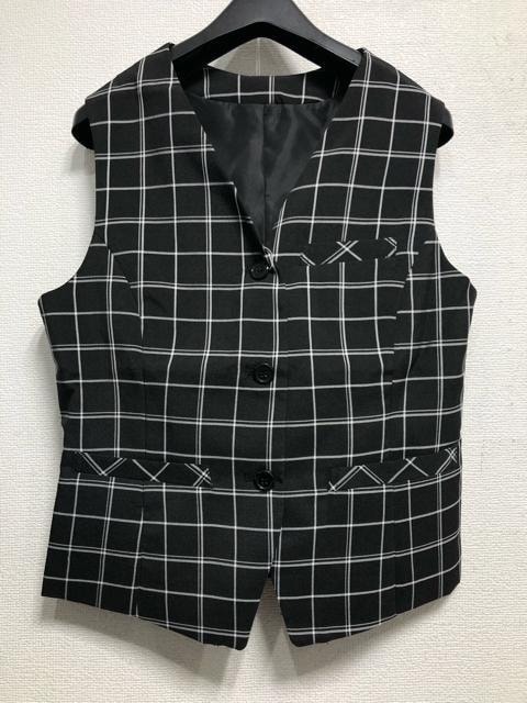 新品☆15号L♪黒系チェック柄♪ベストスーツ♪お仕事・事務服☆r361_画像3