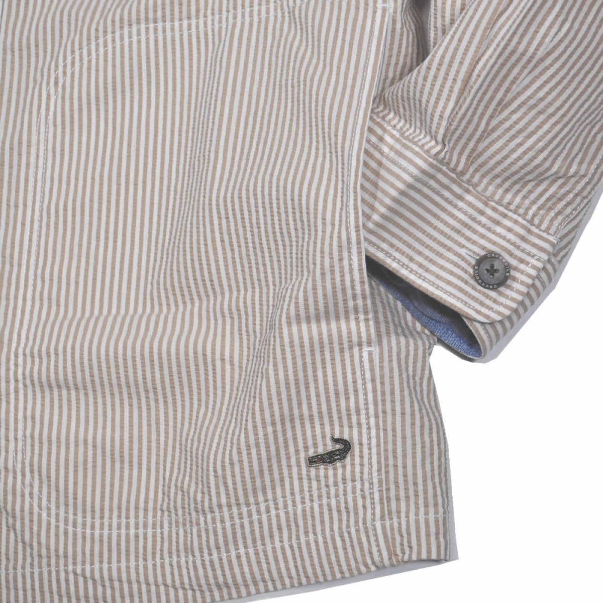 [クロコダイル] カバーオール シャツジャケット大きいサイズ 長袖 接触冷感素材　3Lサイズ　1ベージュ　1001-83110_画像5