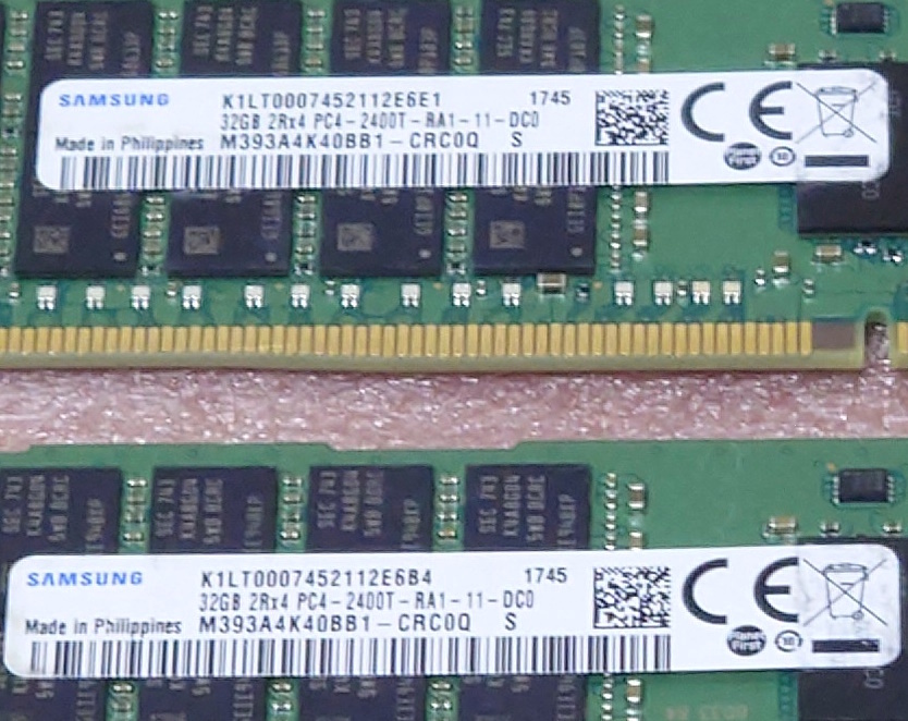 ○Samsung M393A4K40BB1-CRC0Q 2枚セット - PC4-19200/PC4-2400T 288Pin ECC REG/Registered 288Pin DDR4 RDIMM 64GB(32GB x2) 動作品の画像3