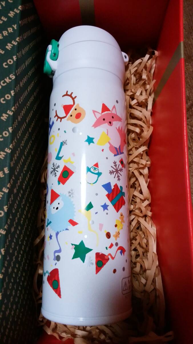 ☆新品・未使用品 2019 スターバックス クリスマス ハンディー ステンレスボトル タンブラー 500ml スノー サーモス☆_画像2