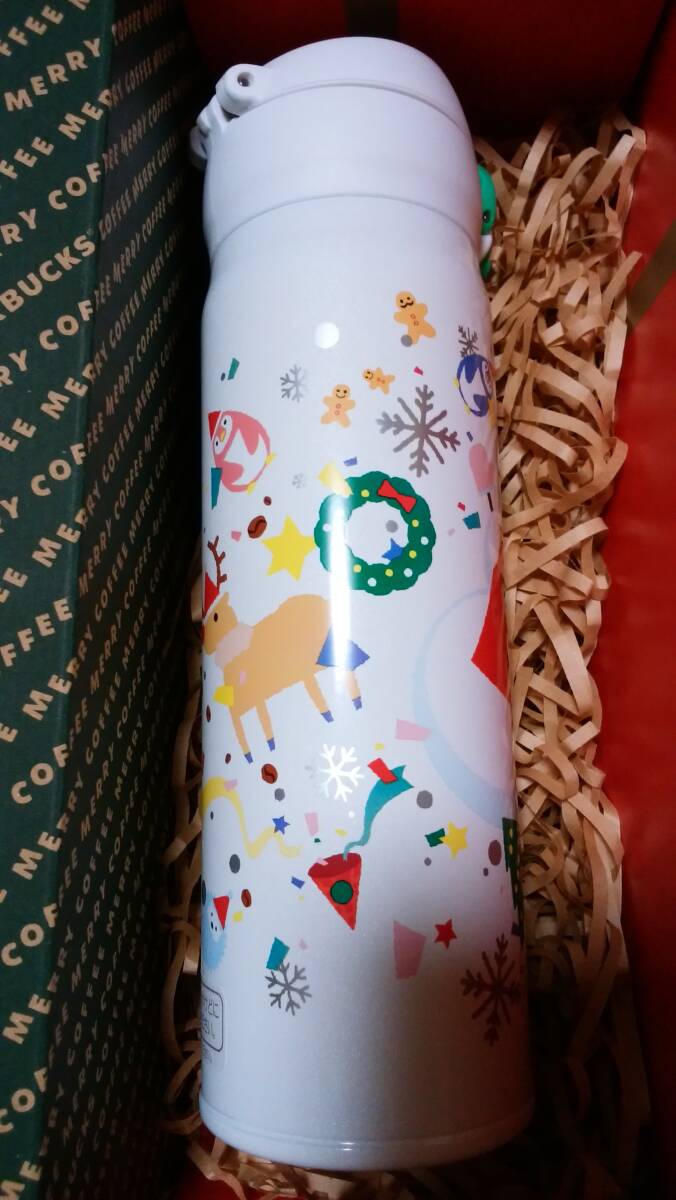 ☆新品・未使用品 2019 スターバックス クリスマス ハンディー ステンレスボトル タンブラー 500ml スノー サーモス☆_画像4