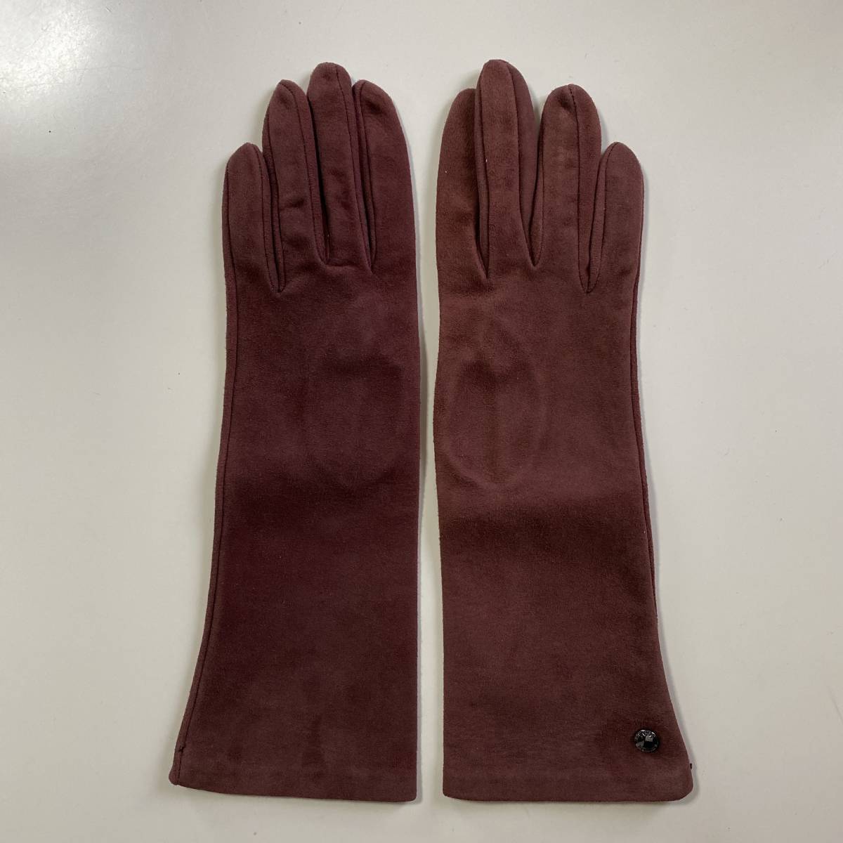 [ beautiful goods ] Italy made Max Mara lady's suede leather long glove bordeaux leather gloves size S MaxMara