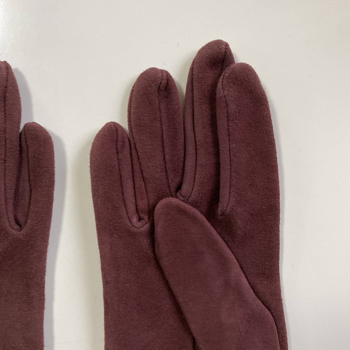 [ beautiful goods ] Italy made Max Mara lady's suede leather long glove bordeaux leather gloves size S MaxMara