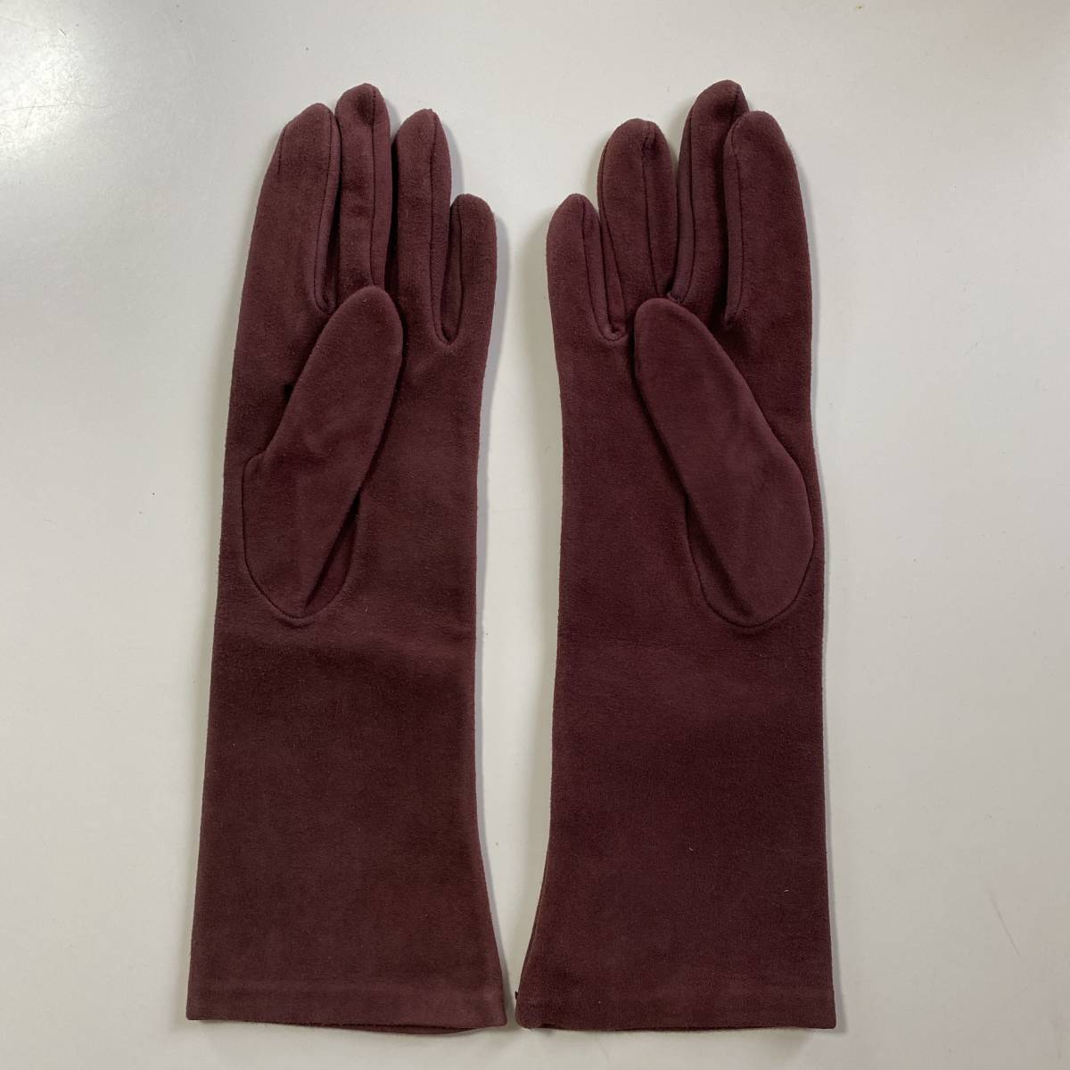 [ beautiful goods ] Italy made Max Mara lady's suede leather long glove bordeaux leather gloves size S MaxMara