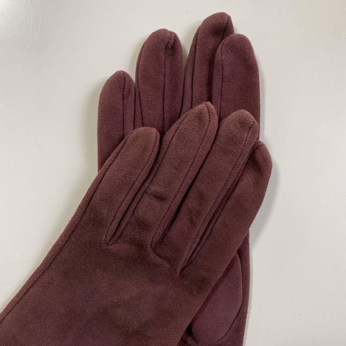 [ beautiful goods ] Italy made Max Mara lady's suede leather long glove bordeaux leather gloves size S MaxMara