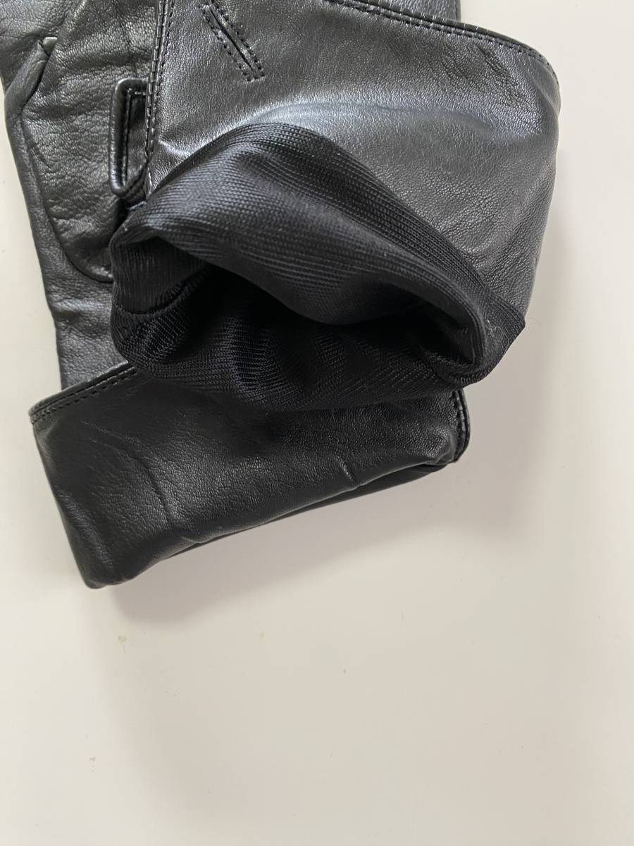 [ beautiful goods ] lady's size by return design semi long leather glove black black leather gloves lining attaching 