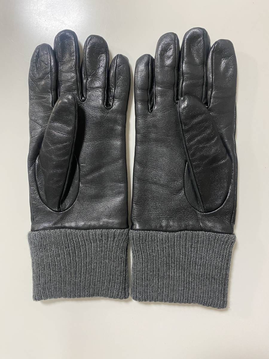 [ beautiful goods ] diesel DIESEL men's size knitted × leather glove black black leather gloves lining attaching 
