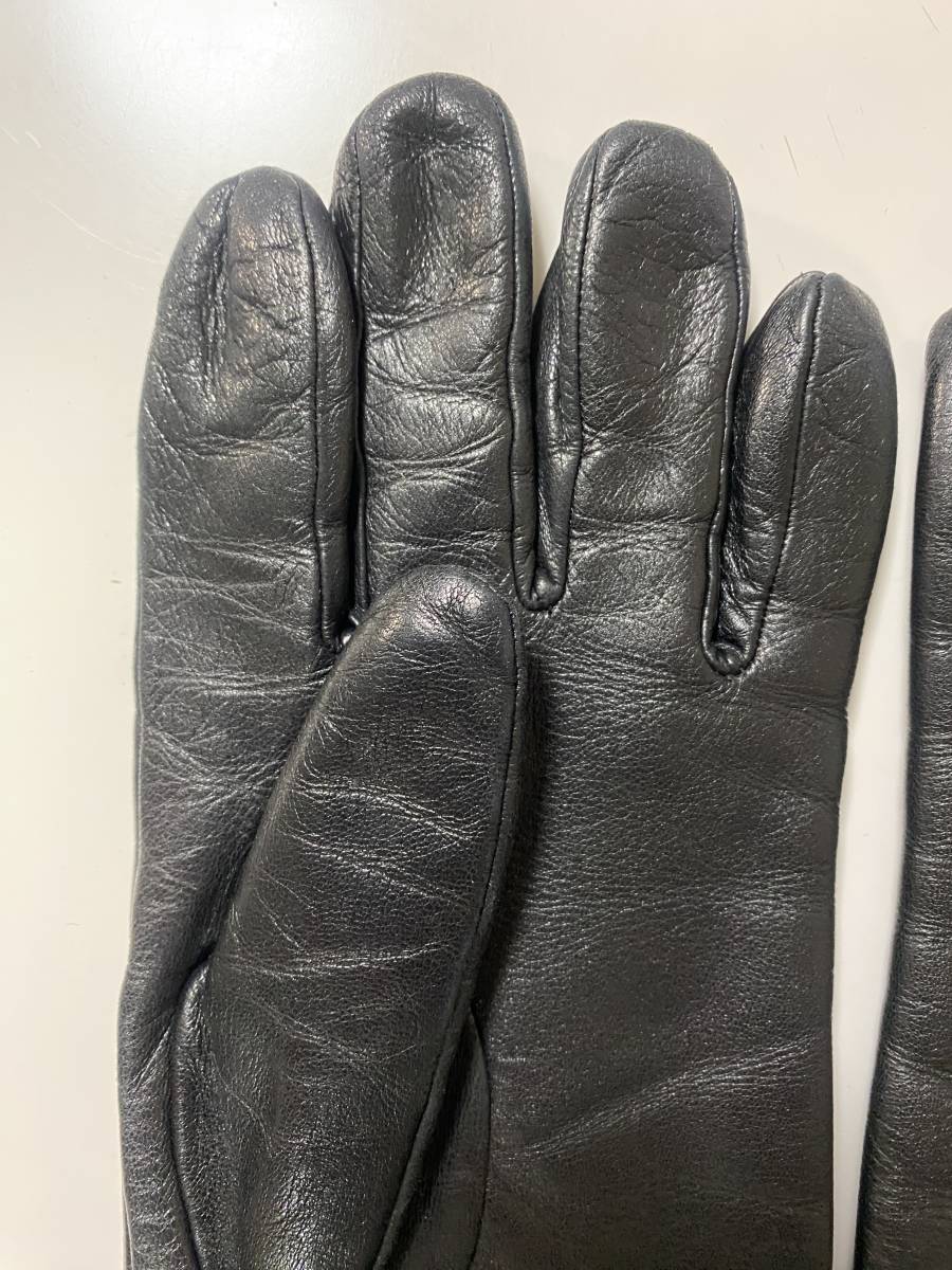 [ beautiful goods ] diesel DIESEL men's size knitted × leather glove black black leather gloves lining attaching 