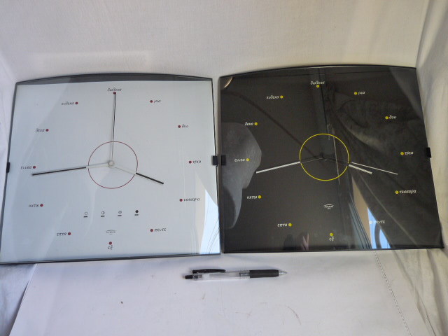 ASTEROID JAPAN ギリシャ語 掛け時計 ２こ 静音◆黒文字盤 白文字盤/黒白/ブラック ホワイト_画像1