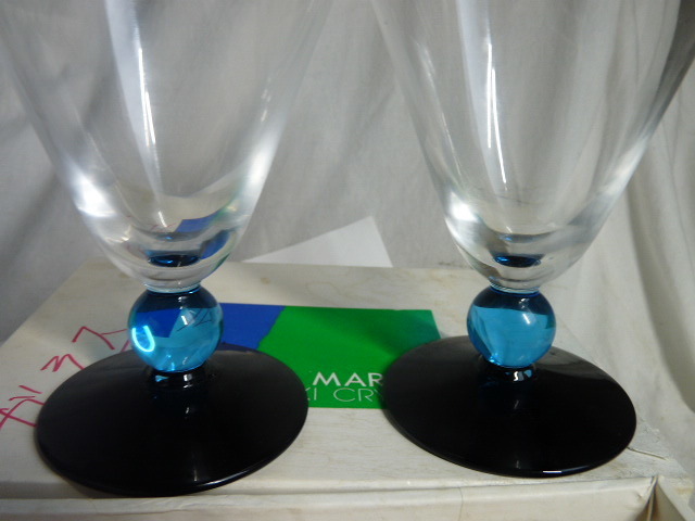 未使用？レトロ ビンテージ◆佐々木硝子 クラフトガラス 手づくり サンマリノ ワイングラス ペア SAN MARINOの画像5