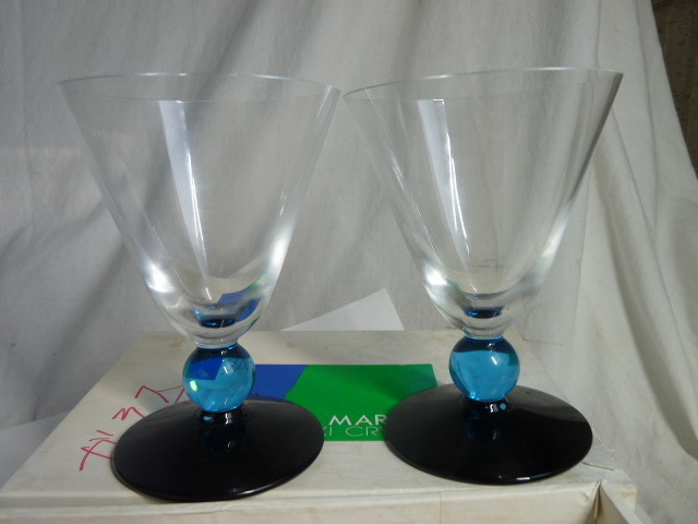未使用？レトロ ビンテージ◆佐々木硝子 クラフトガラス 手づくり サンマリノ ワイングラス ペア SAN MARINOの画像6